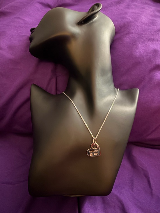 Others Follow Jewelry - 18k real gold- White Gold Heart Tag Necklace on Chain 18inc
